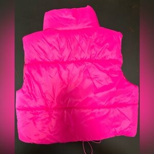 Pink crop puff vest